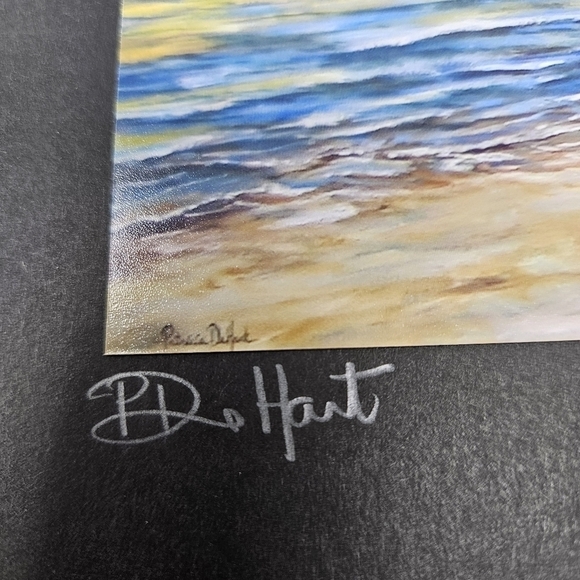 Beach Hot Ocean View Night Artwork Print Artist Signed Mounted Print Colorful - Picture 3 of 7